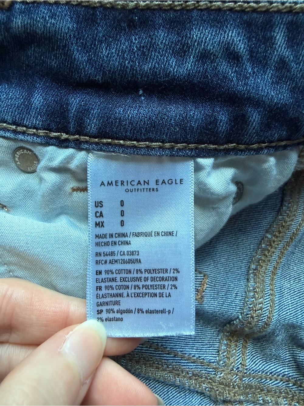 American Eagle Outfitters Hi-Rise Shortie Shorts Women’s 0 Dark Blue Denim Wash - Picture 3 of 10
